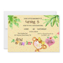 Banner Girl Monkey Turning 5 Birthday Party