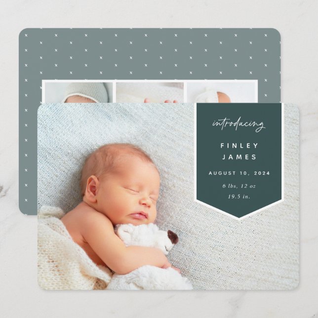 Banner Overlay | Horizontal Photo Birth Announceme Announcement (Front/Back)