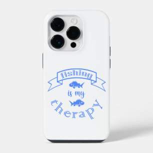 Banner ribbon quote Fishing is my therapy iPhone 14 Pro Case
