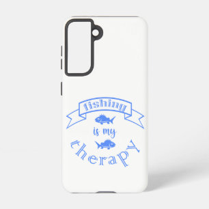 Banner ribbon quote Fishing is my therapy Samsung Galaxy Case
