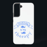 Banner ribbon quote Fishing is my therapy Samsung Galaxy Case<br><div class="desc">Cool brush script typography Fishing is my therapy</div>