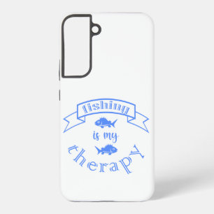 Banner ribbon quote Fishing is my therapy Samsung Galaxy Case