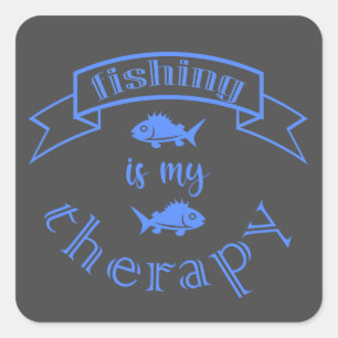 Banner ribbon quote Fishing is my therapy Square Sticker
