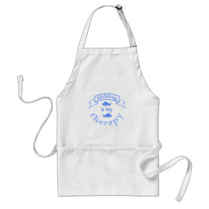 Banner ribbon quote Fishing is my therapy Standard Apron
