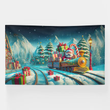 Banner Santa North Pole Express Christmas Eve