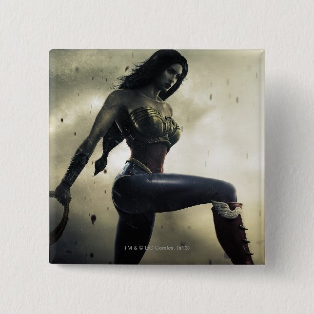 Banner: Wonder Woman, Flash 2 Inch Square Button (Front)