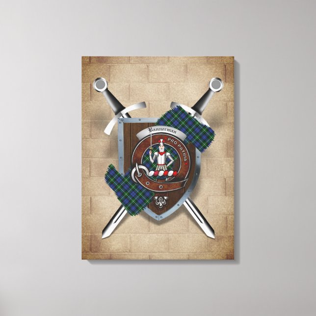 Bannerman Clan Badge Crossed Swords Canvas Print (Front)