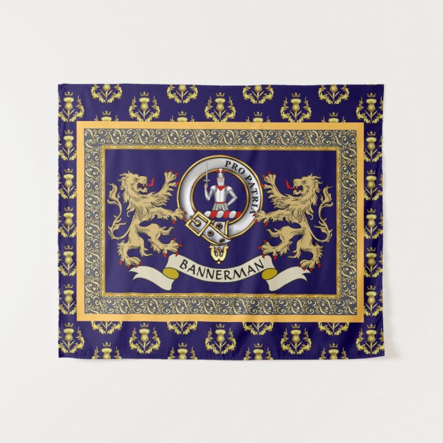 Bannerman Clan Badge Personalized Blue Tapestry (Front (Horizontal))