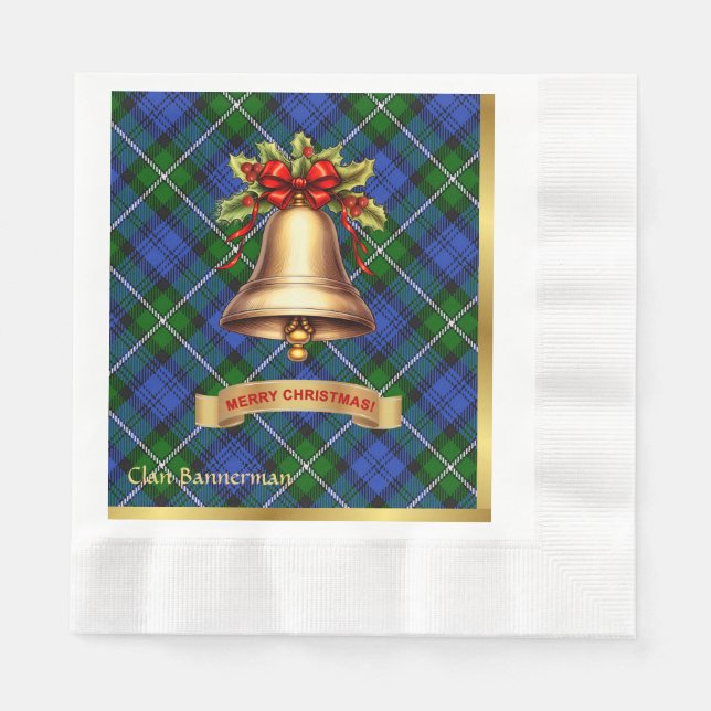 Bannerman Personalized Tartan Christmas Napkin (Front)