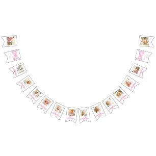 Bannière À Fanions 1er anniversaire Photo Papillon 12 mois