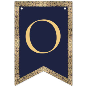 Bannière À Fanions 4 Lettres Marine Bleu Dieu Béni Baptême Communion