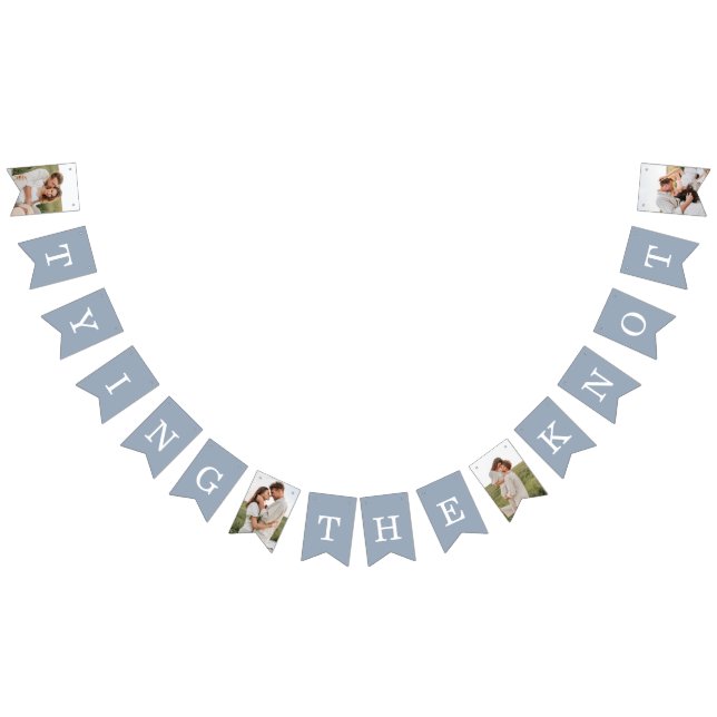 Bannière À Fanions 4 Photo Engagement Party Dusty Blue Bunting drapea (Tout)