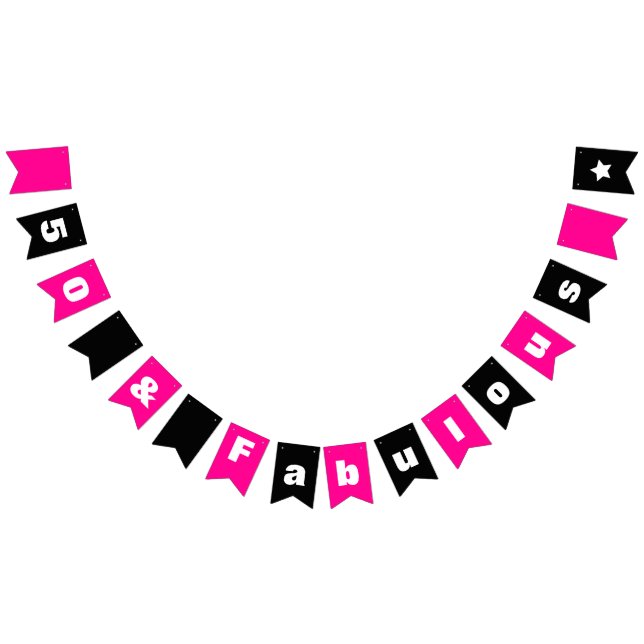 Bannière À Fanions 50 et Fabulous Hot Pink et noir (Tout)