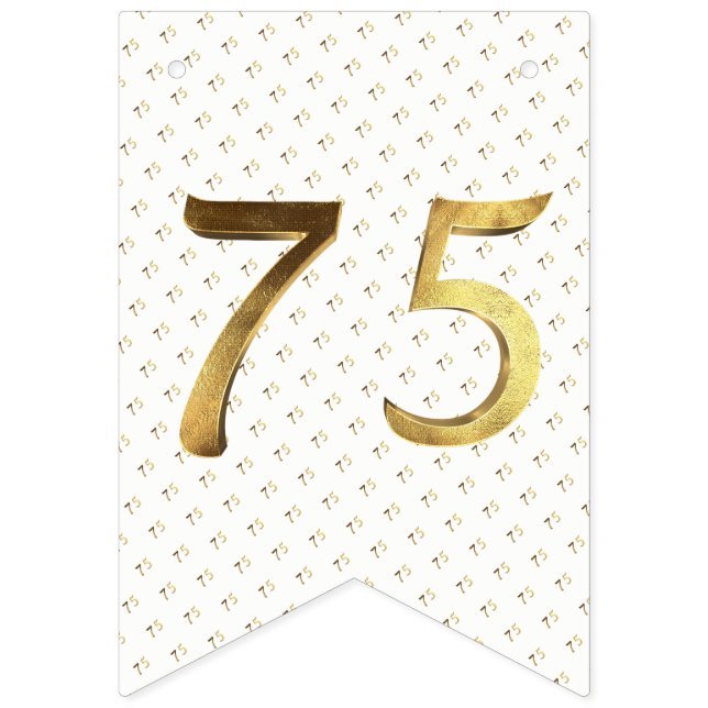 Bannière À Fanions 75e anniversaire Mariage Anniversaire Numéro d'or (Premier drapeau)