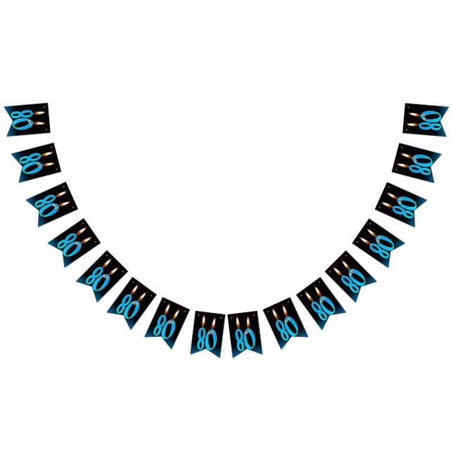 Bannière À Fanions 80e anniversaire bougies avec globes oculaires (Tout)