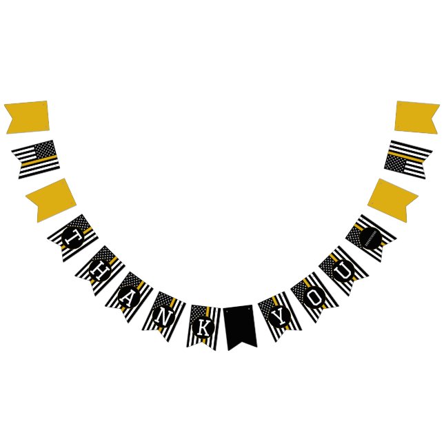 Bannière À Fanions 911 Dispatcher Thin Gold Line Merci (Tout)