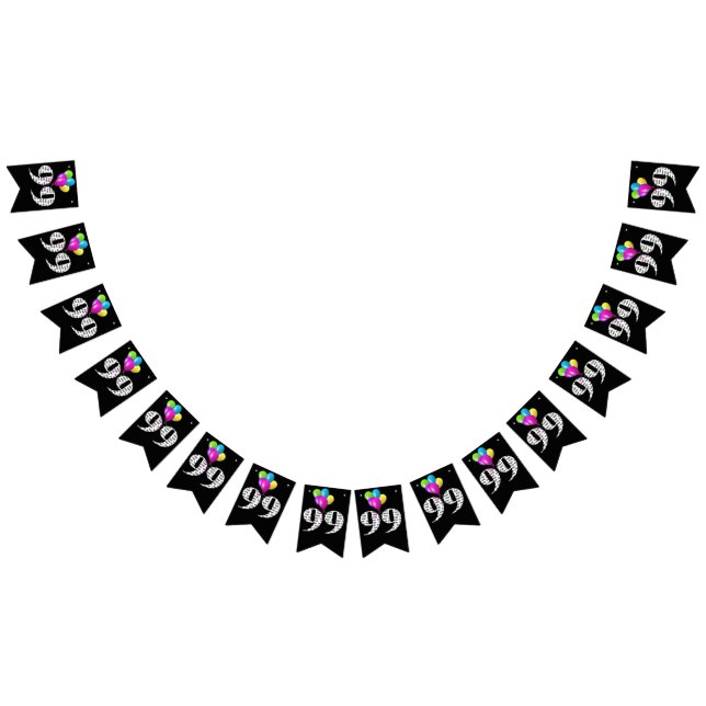 Bannière À Fanions 99e anniversaire ballons (Tout)