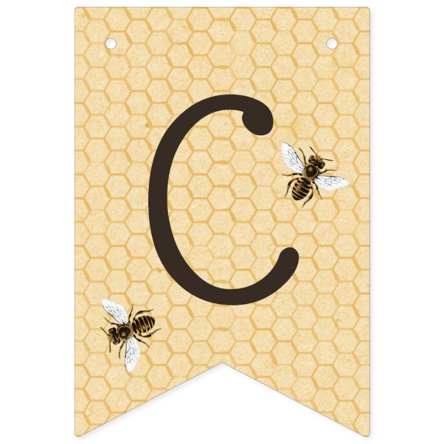 Bannière À Fanions Abeilles sur des félicitations de nid d'abeilles (Premier drapeau)