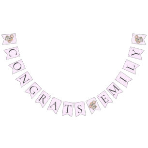 Bannière À Fanions Adorable aquarelle Koala rose Bébé Félicitations