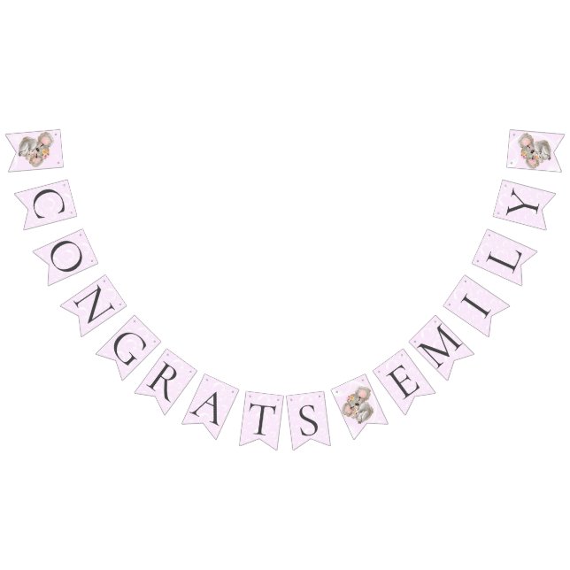 Bannière À Fanions Adorable aquarelle Koala rose Bébé Félicitations (Tout)