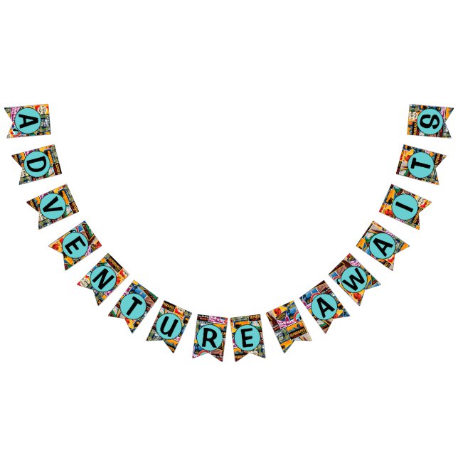 Bannière À Fanions Adventure Attend Étiquette Vintage voyage (Tout)