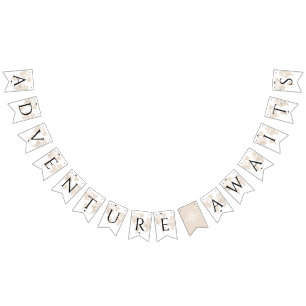 Bannière À Fanions Adventure Await Voyage carte du monde