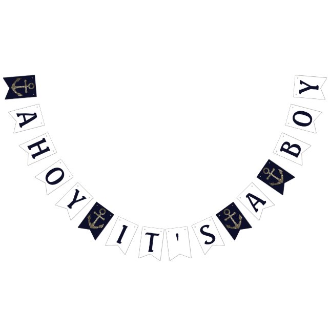 Bannière À Fanions Ahoy C'est un garçon Baby shower nautique (Tout)