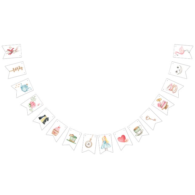 Bannière À Fanions Alice Aventures dans Woderland Anniversaire Tea Pa (Tout)