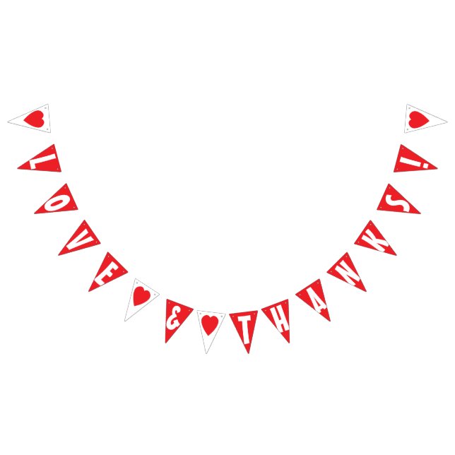 Bannière À Fanions AMOUR ET MERCIS ! Forme de triangle de SIGNE de (Tout)