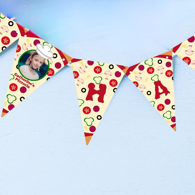 Bannière À Fanions Anniversaire de enfant de la fête de la pizza (Créateur téléchargé)