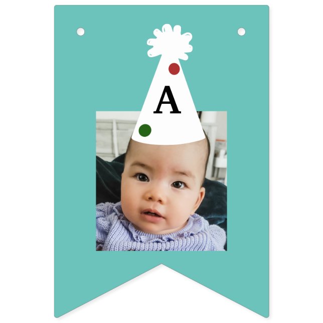 Bannière À Fanions Anniversaire de enfant photo personnalisé Casquett (quatorzième drapeau)