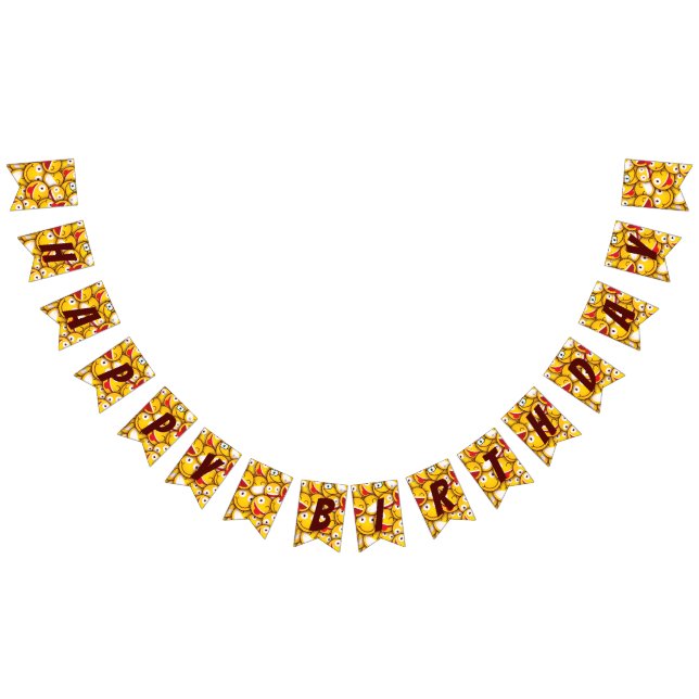 Bannière À Fanions Anniversaire de Kawaii Cute Emoji Emoticon. (Tout)