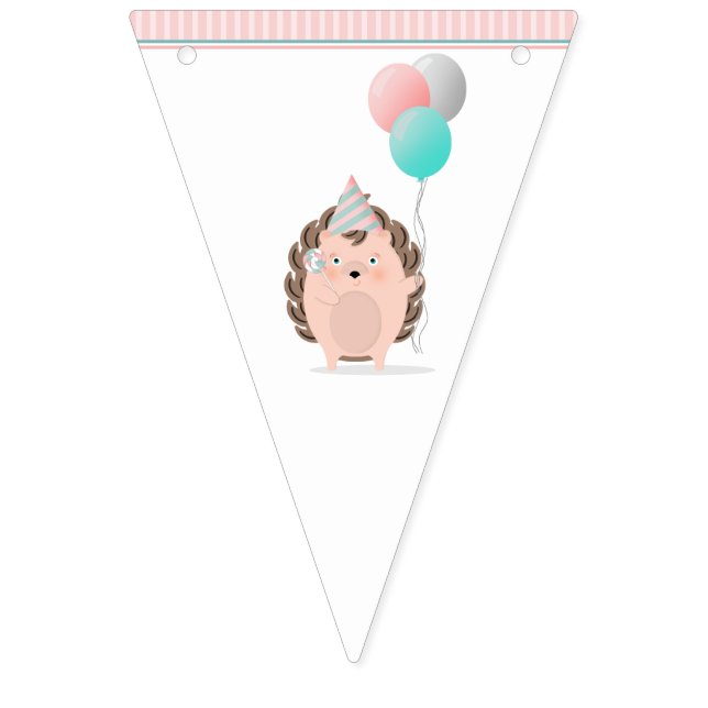 Bannière À Fanions Anniversaire du Hérisson mignon (Premier drapeau)