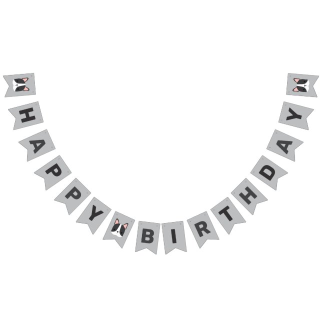 Bannière À Fanions Anniversaire du mignon Bulldog français (Tout)