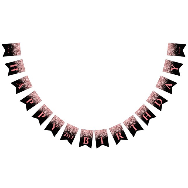 Bannière À Fanions Anniversaire rose or rose parties scintillant glam (Tout)