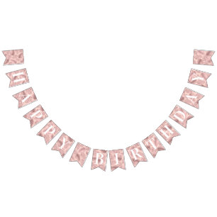 Bannière À Fanions Anniversaire tropical rose