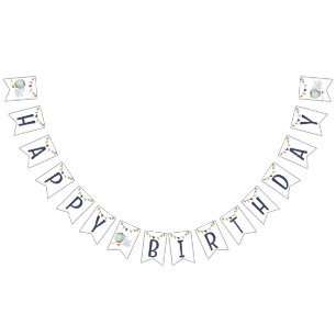 Bannière À Fanions Aquarelle Bleu Hot Air Balloon Flags