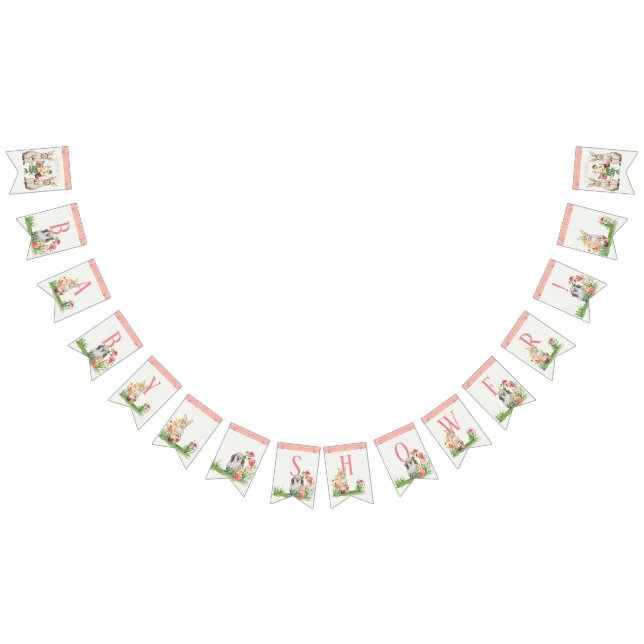 Bannière À Fanions Aquarelle florale de lapin de lapins de baby (Tout)
