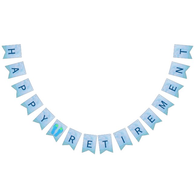 Bannière À Fanions aquarelle océanique avec tongs pour la retraite (Tout)