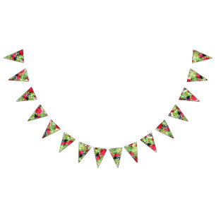 Bannière À Fanions Aquarelle palmier feuille pastèque décor mariage