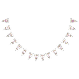 Bannière À Fanions Aquarelle Rose douce Floral Mariage pour toujours