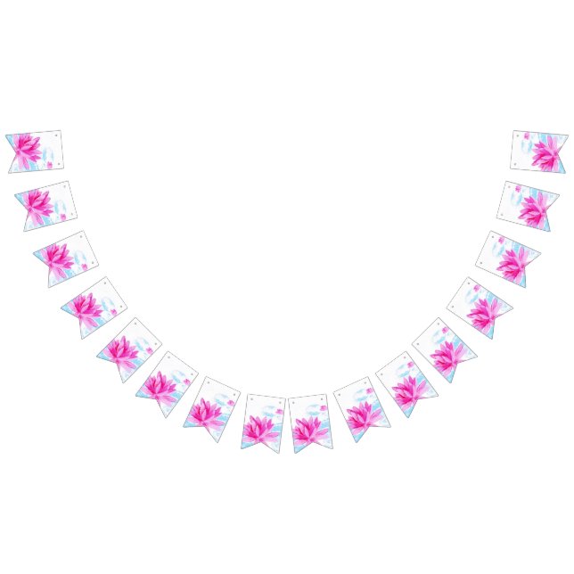 Bannière À Fanions Aquarelle rose Lotus (Tout)
