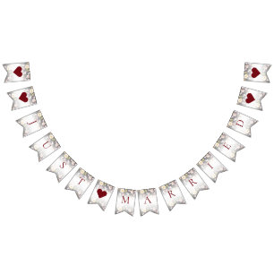 Bannière À Fanions Aquarelle rose Roses jaunes, noir flou, Mariage