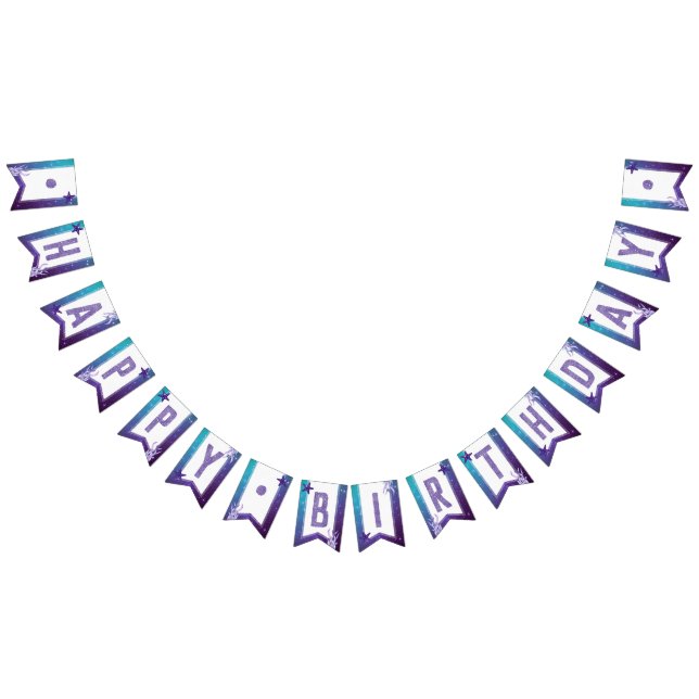 Bannière À Fanions Aquarelle violette et Turquoise Starfish Joyeux an (Tout)