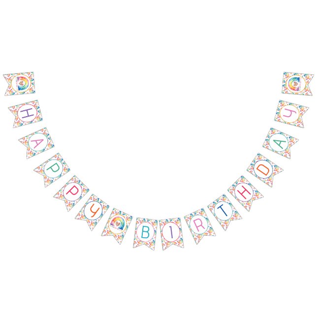 Bannière À Fanions Arc-en-ciel de la fête d'anniversaire joyeuse (Tout)