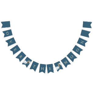 Bannière À Fanions Au-dessus du Baby shower de la Lune Pavillon bleu 