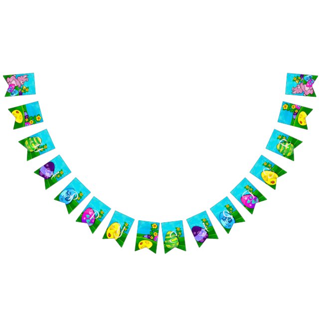 Bannière À Fanions Baby Bunny Pâques HEUREUX PÂQUES (Tout)