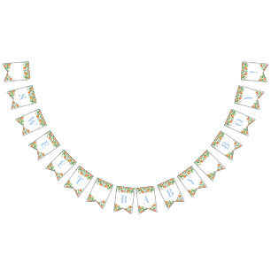 Bannière À Fanions Baby shower bleu poudreux pour bébé doux Citrus