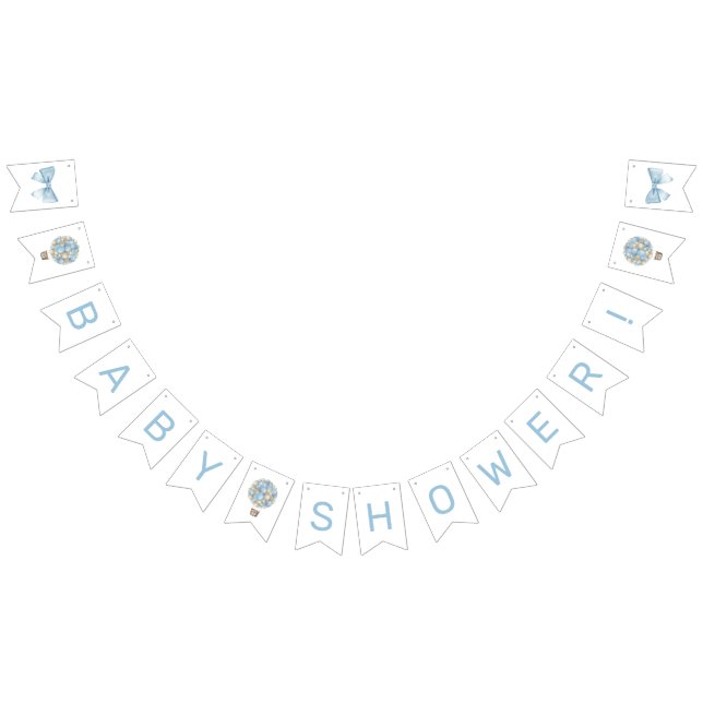 Bannière À Fanions Baby shower Blue Hot Air Balloon (Tout)