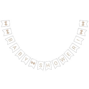 Bannière À Fanions Baby shower Bow beige